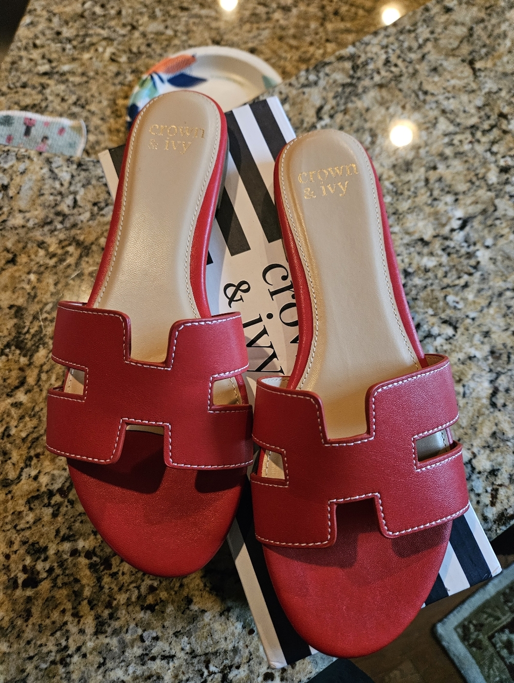 Crown & Ivy Raven H Band Sandals Red 9.5